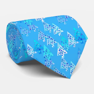 Modern flower Christmas trees - sky blue Tie
