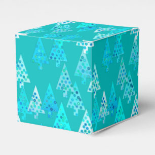 Modern flower Christmas trees - turquoise Favour Box