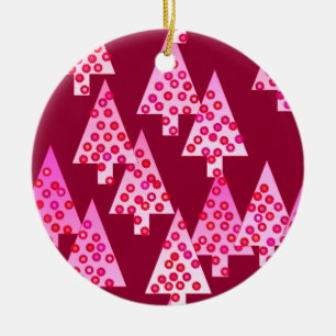 Modern flower Christmas trees - wine & pink Ceramic Tree Decoration