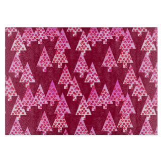 Modern flower Christmas trees - wine & pink Cutting Board