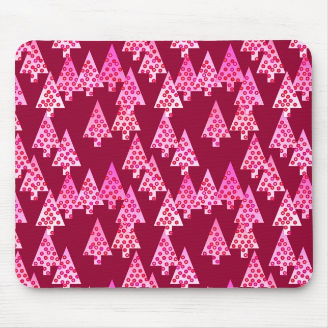 Modern flower Christmas trees - wine & pink Mouse Mat (Front)