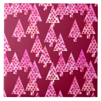 Modern flower Christmas trees - wine & pink Tile