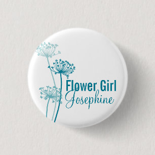 Modern flower cows parsley wedding pin / button