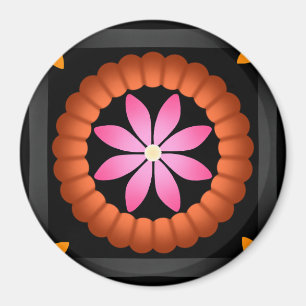 Modern Flower design on black background Magnet