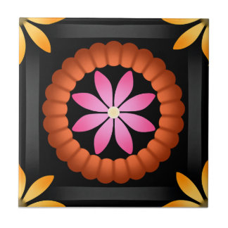 Modern Flower design on black background  Tile