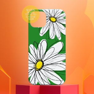 Modern Flower Drawing white green yellow