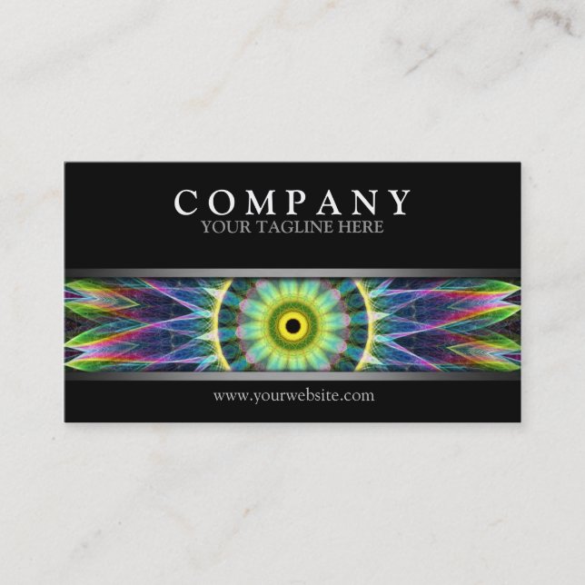 Modern Flower Eye Mandala Business Card (Front)