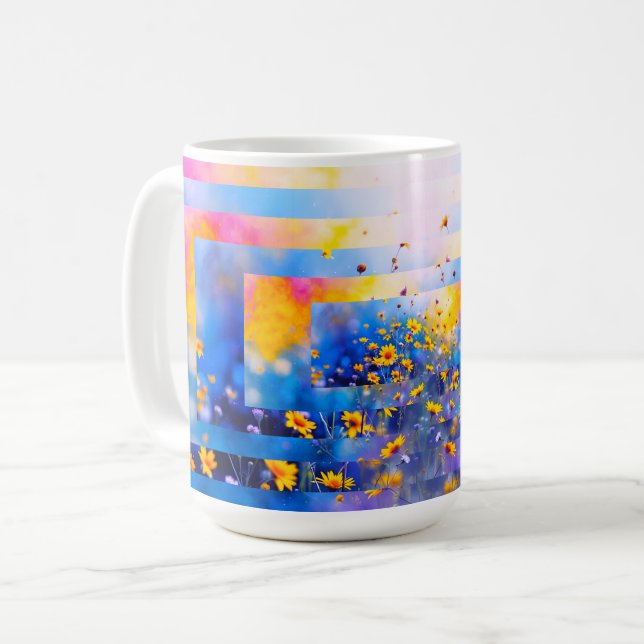 Modern Flower Field Coffee Mug (Front Left)