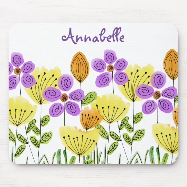 Modern Flower Garden Summer Personalised Mouse Mat (Front)