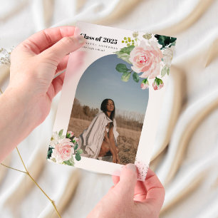 Modern Flower   Gold Dust Arch Photo  Vellum Invitations