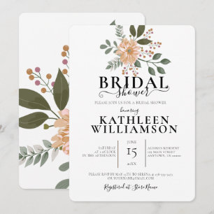 Modern Flower Illustration Bridal Shower Invitation