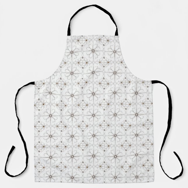 Modern Flower Line Drawing Pattern Apron (Front)