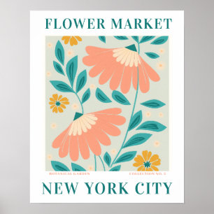 Modern Flower Market New york Flowers botanical Poster