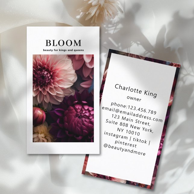 Modern Flower Salon Business Card (Modern Flower QR Code Business Card)