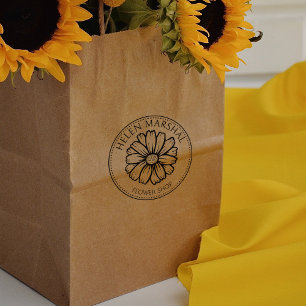 Modern Flower Shop, Custom Small Business Large Rubber Stamp