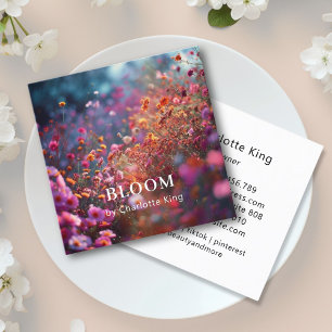 Modern, flower square business card