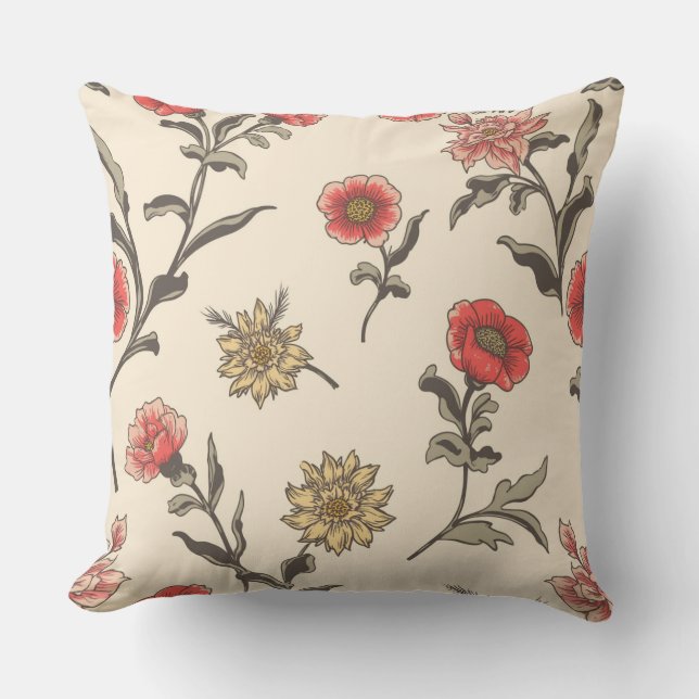 Modern Flower Throw Pillow D (Front)