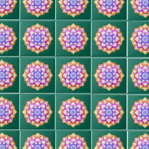 Modern Flower Wall Decor Floral Emerald Green Tile