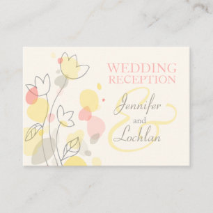 Modern flower wedding yellow info enclosure card