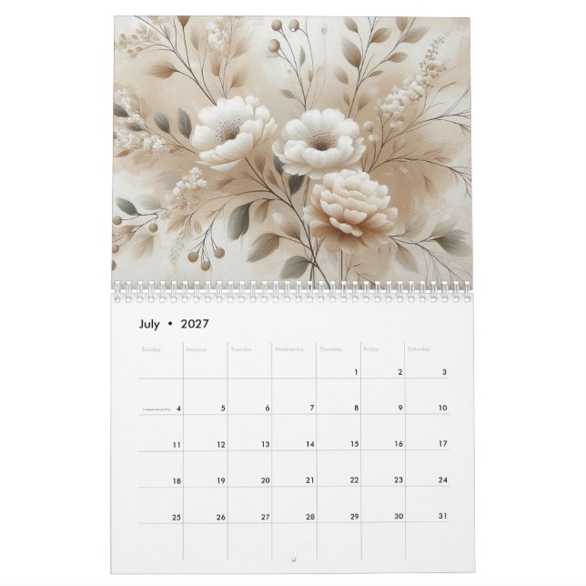 Modern Flowers Calendar (Jul 2027)