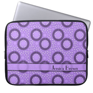 Modern Flowers Purple Polka Dots Laptop Sleeve