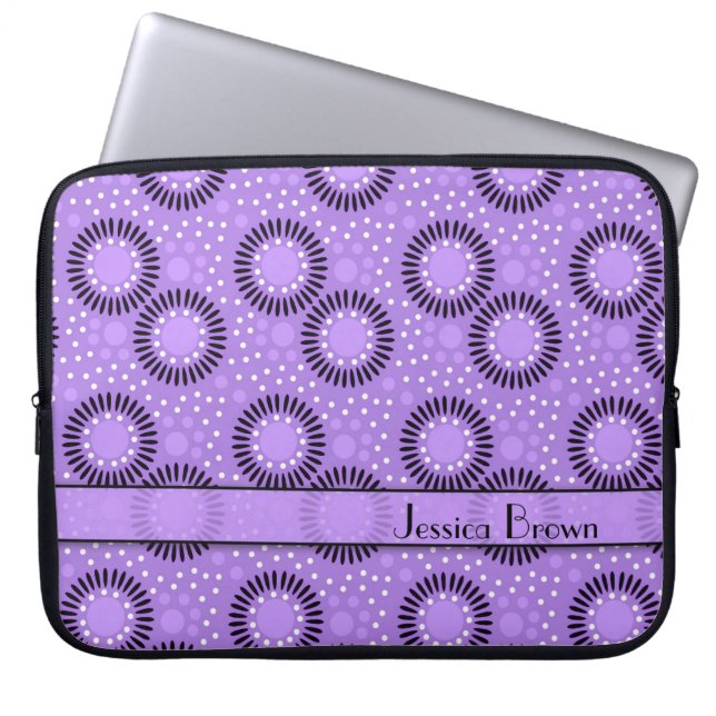 Modern Flowers Purple Polka Dots Laptop Sleeve (Front)