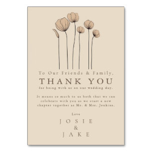 Modern flowers Wedding thank you Table Card
