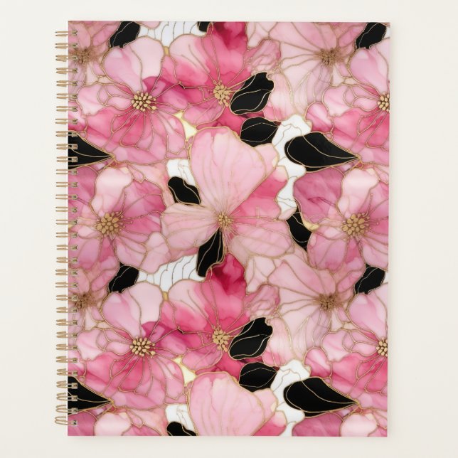 Modern Fluid Watercolor Pink Splash Planner (Front)