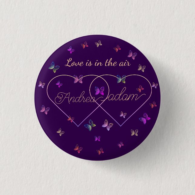 modern flying butterflies heart 3 cm round badge (Front)
