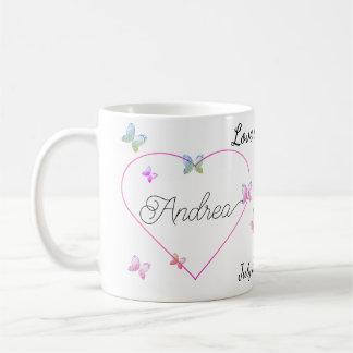 modern flying butterflies heart coffee mug