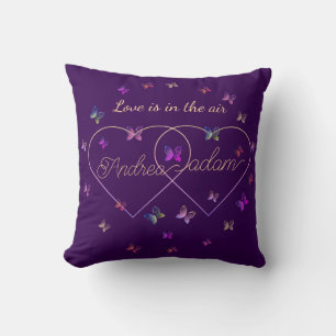 modern flying butterflies heart cushion