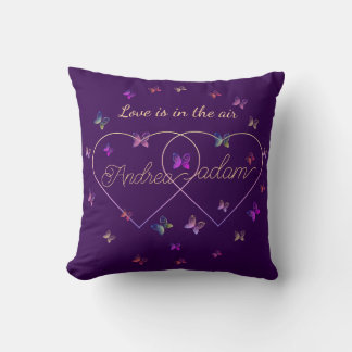 modern flying butterflies heart cushion