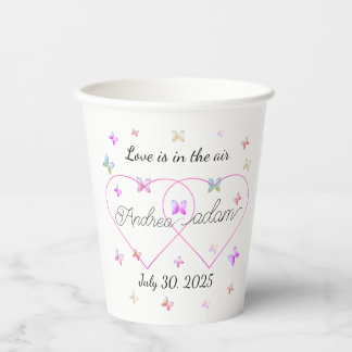 modern flying butterflies heart  paper cups