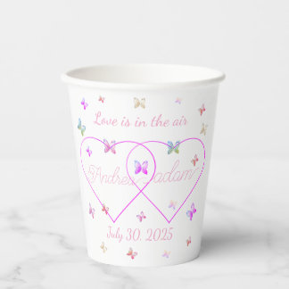 modern flying butterflies heart  paper cups