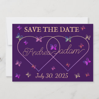 modern flying butterflies heart save the date