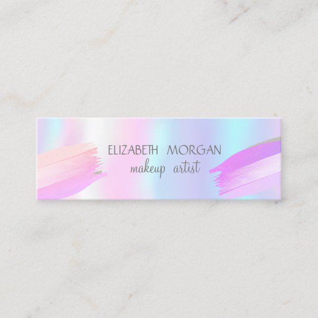 Modern Foil Brush Stroke,Holographic Mini Business Card (Front)