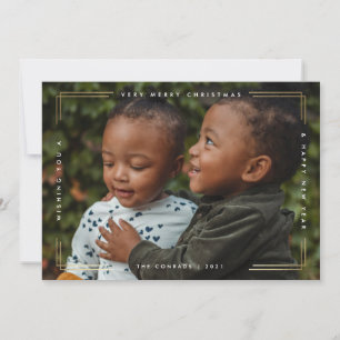 Modern foil merry Christmas photo card one picture