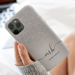 Modern foil silver glitter metallic monogrammed Case-Mate iPhone case<br><div class="desc">Modern silver glitter ombre gold glitter foil metallic monogrammed case with chic and girly glitter sparkles ombre gradient with a modern elegant script calligraphy.</div>