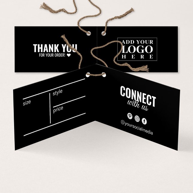 Modern Folded Clothing Black Hang Tag Card (Creator Uploaded)