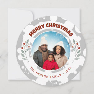 Modern Foliage Christmas Family Photo Holiday Card
