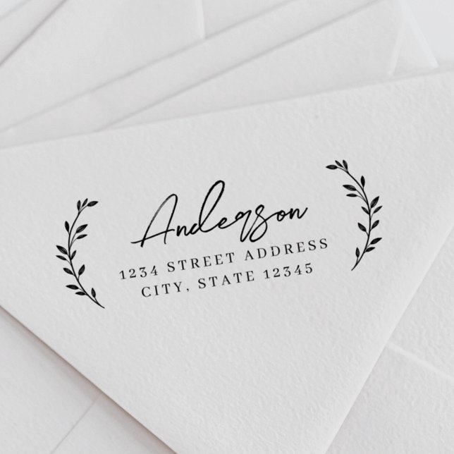 Modern Foliage Family Name Return Address Self-inking Stamp (Creator Uploaded)
