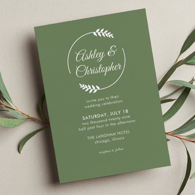 Modern Foliage Frame Camouflage Green Wedding (Creator Uploaded)