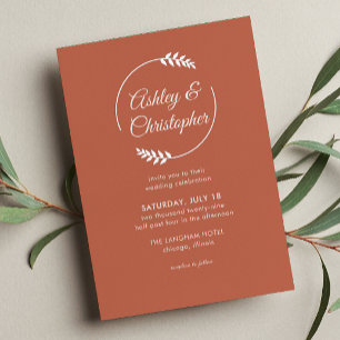 Modern Foliage Frame Copper Red Wedding