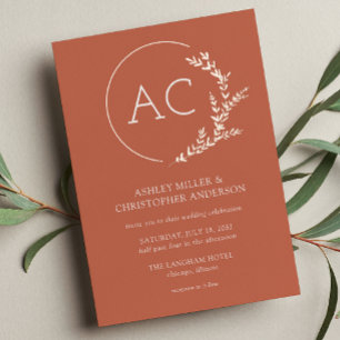 Modern Foliage Frame Copper Red Wedding