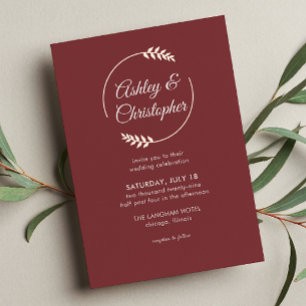 Modern Foliage Frame Rosewood Red Wedding