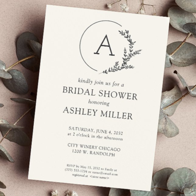 Modern Foliage Frame Soft White Bridal Shower Invitation (Creator Uploaded)
