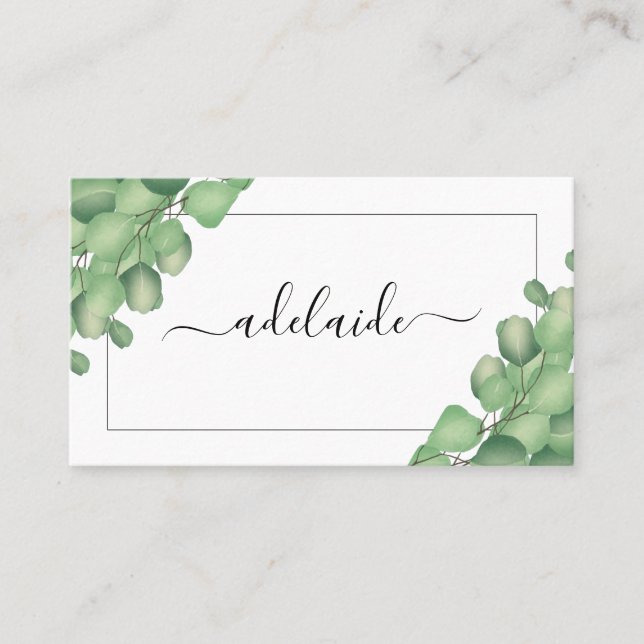 Modern Foliage Greenery Hair Stylist Botanical Business Card (Front)
