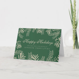 Modern Foliage on Green Holiday Greetings Card