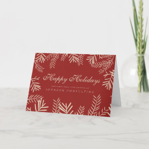 Modern Foliage on Red   Holiday Greetings