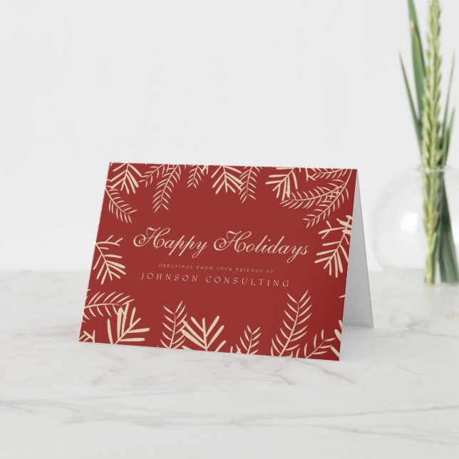 Modern Foliage on Red | Holiday Greetings (Front)